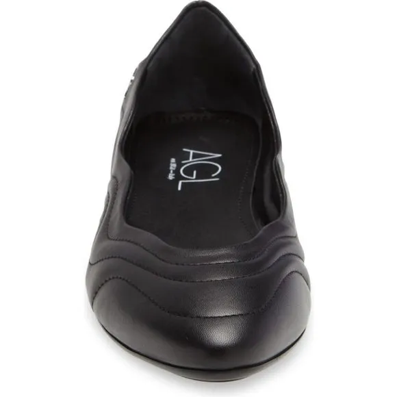 🆕 AGL Attilio Giusti Leombruni Denise Quilted Ballet Flat Shoes Black 8.5