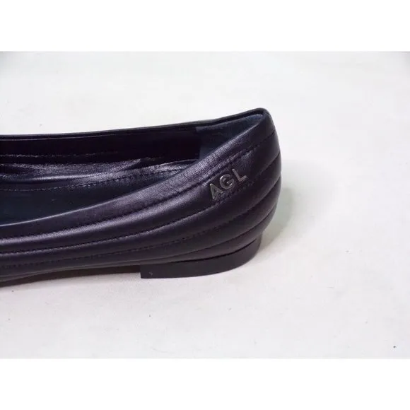 🆕 AGL Attilio Giusti Leombruni Denise Quilted Ballet Flat Shoes Black 8.5