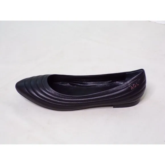🆕 AGL Attilio Giusti Leombruni Denise Quilted Ballet Flat Shoes Black 8.5