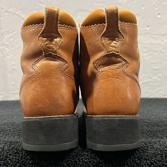 🔥 Ariat Boots Womens 7B Brown Full Quill Ostrich Probaby Lacer Work Boots Sz 7B