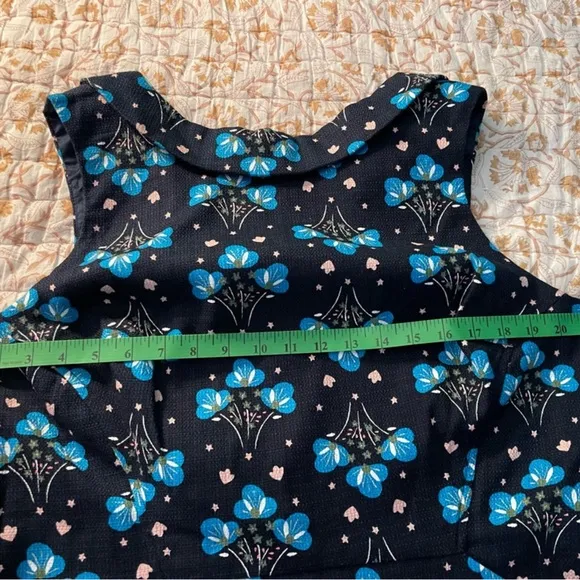 💠 Boden French Navy Star Bouquet Floral Roll Collar Dress| size US 16R NWT