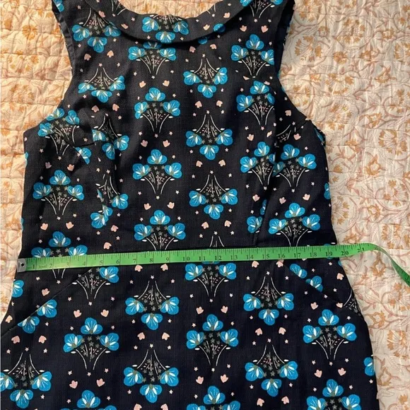 💠 Boden French Navy Star Bouquet Floral Roll Collar Dress| size US 16R NWT