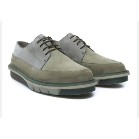 ~ Camper Mens Mateo Leather Nubuck Formal Shoes Gray Green Lace Up US 9 EU 42 ~