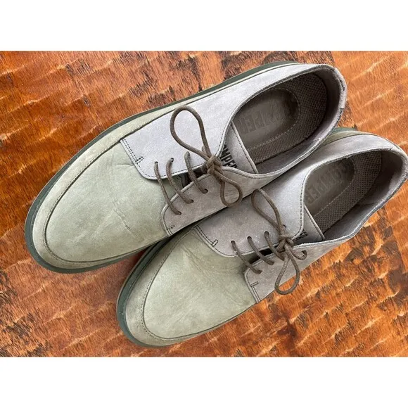~ Camper Mens Mateo Leather Nubuck Formal Shoes Gray Green Lace Up US 9 EU 42 ~