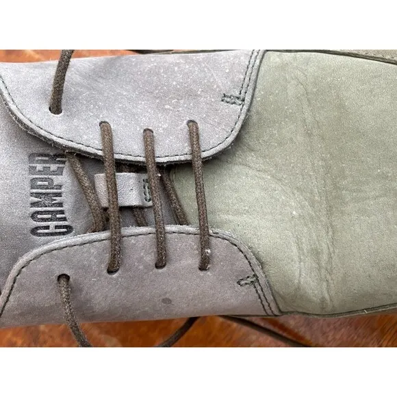 ~ Camper Mens Mateo Leather Nubuck Formal Shoes Gray Green Lace Up US 9 EU 42 ~