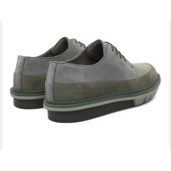 ~ Camper Mens Mateo Leather Nubuck Formal Shoes Gray Green Lace Up US 9 EU 42 ~