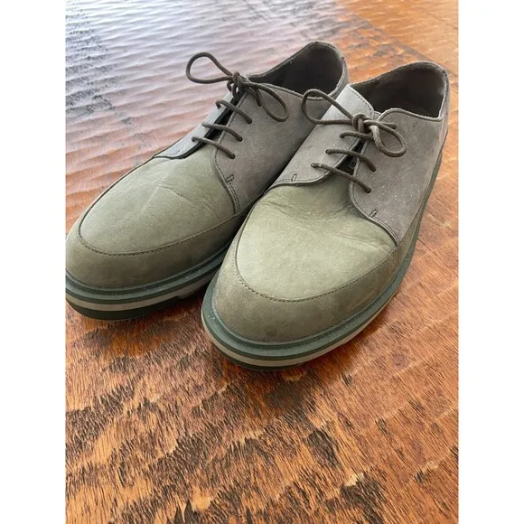 ~ Camper Mens Mateo Leather Nubuck Formal Shoes Gray Green Lace Up US 9 EU 42 ~