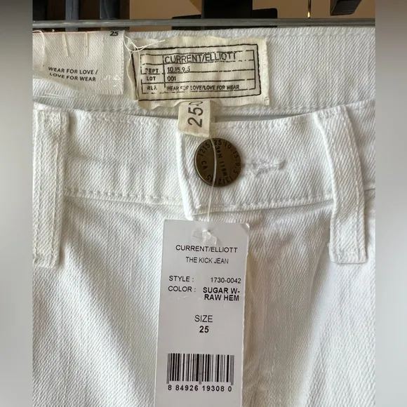 🧸🆕 Current Elliott “The Kick Jean” Mid-rise White Jeans Size 0/25