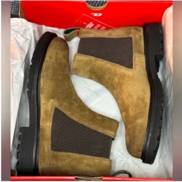 ✨ NWT DIESEL D-Alabhama LCH Otter Suede Chelsea Boots | Rugged Luxury &amp; Style