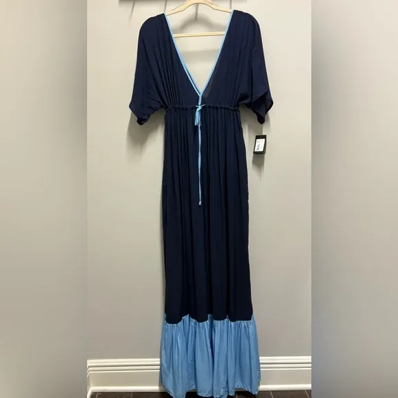 💙 NWT 💙 Kate Spade ♠️ Women's Contrast Solid Midi Tiered Cover Up Dress - small