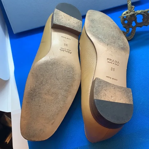 👠 🔥 PRADA Unique Mustard yellowish brown Shoes Size 36