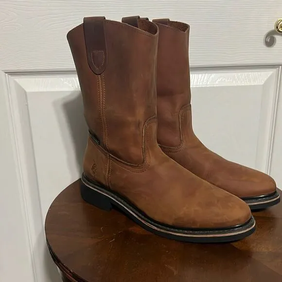 🔥 PUREPECHA WORK BOOTS GENUINE LEATHER WESTERN ROUND TOE Rubber Sole - PERFECT