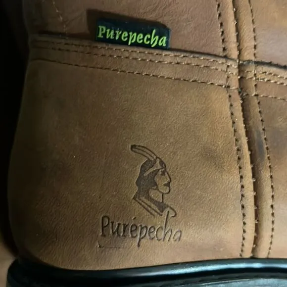 🔥 PUREPECHA WORK BOOTS GENUINE LEATHER WESTERN ROUND TOE Rubber Sole - PERFECT