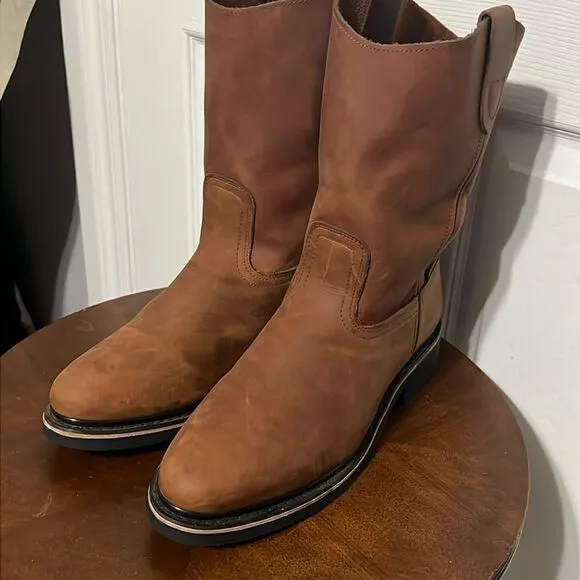 🔥 PUREPECHA WORK BOOTS GENUINE LEATHER WESTERN ROUND TOE Rubber Sole - PERFECT