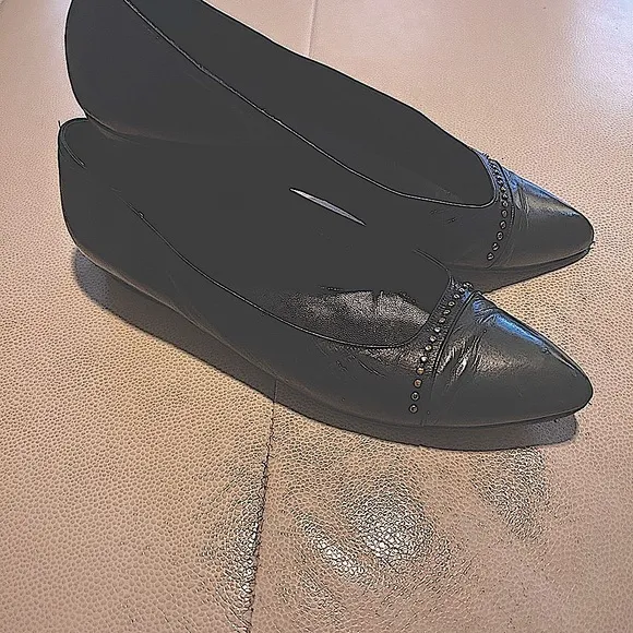 *** RARE Vintage Allure Two-Tone Navy/Green Toe Flats-Size 9N