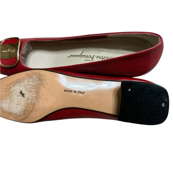 👞  Salvatore Ferragamo red ladies shoes 8 1/2 AAAA