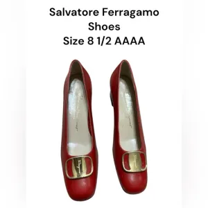 👞  Salvatore Ferragamo red ladies shoes 8 1/2 AAAA