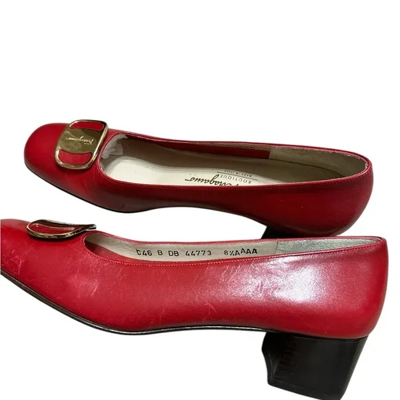 👞  Salvatore Ferragamo red ladies shoes 8 1/2 AAAA