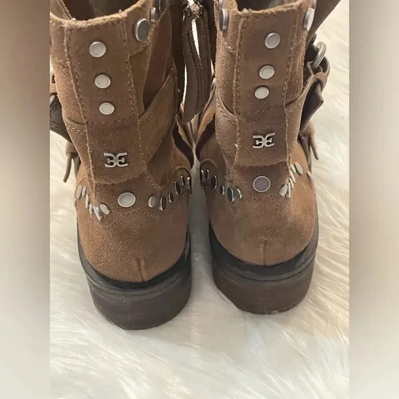 ✨ Sam Edelman Dark Taupe Velutto Suede Leather boots size 7