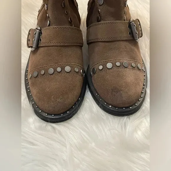 ✨ Sam Edelman Dark Taupe Velutto Suede Leather boots size 7