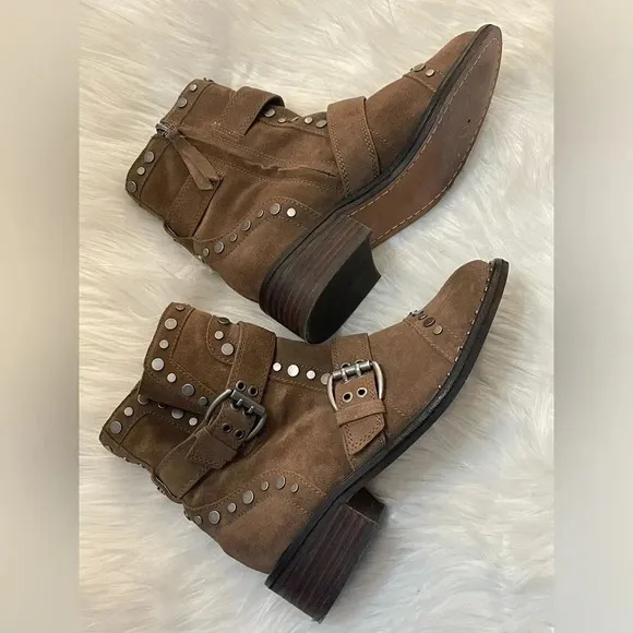 ✨ Sam Edelman Dark Taupe Velutto Suede Leather boots size 7
