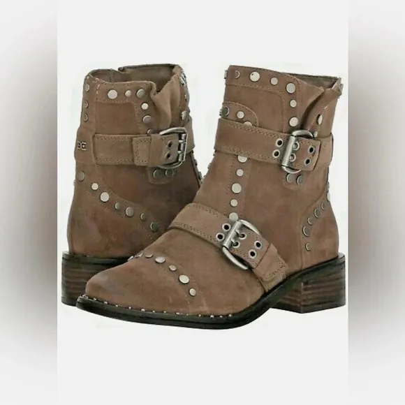 ✨ Sam Edelman Dark Taupe Velutto Suede Leather boots size 7