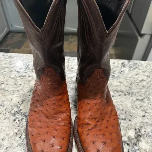 🌶️🌶️ Tecovas Brown Cowboy Boots with Exotic Full Quill Ostrich Leather
