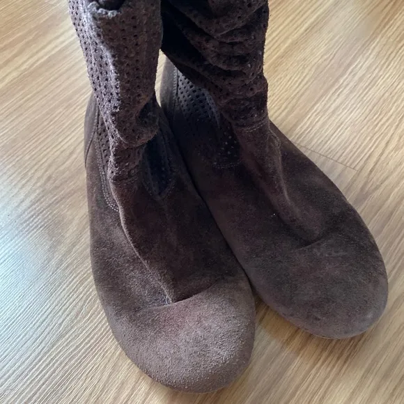 ❤️ UGG Slouchy Fleece Brown Boots Size 9