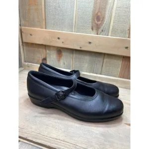 10N SAS Womens Black Leather Mary Jane Flat Loafers Shoes Comfort