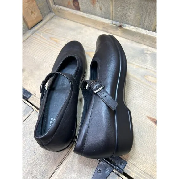 10N SAS Womens Black Leather Mary Jane Flat Loafers Shoes Comfort