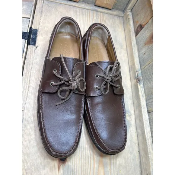 13M Sebago Handcrafted CANTON Two Eye Leather Loafer Boat Shoes Brown Mens