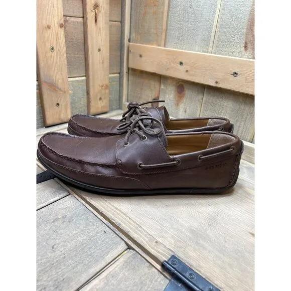 13M Sebago Handcrafted CANTON Two Eye Leather Loafer Boat Shoes Brown Mens