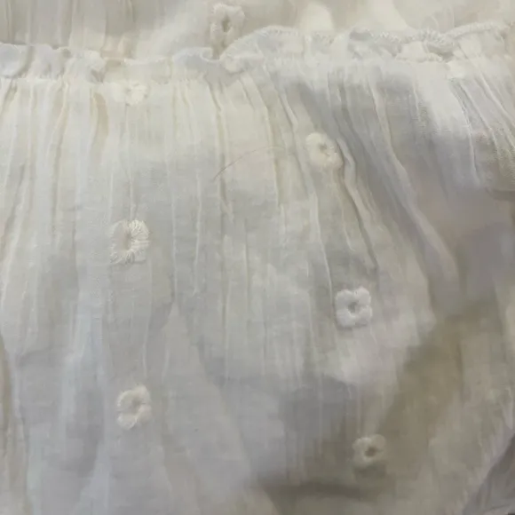 14) LOVE STITCH IVORY CREAM EMBROIDERED FLUTTER SLEEVE MAXI DRESS SIZE SMALL