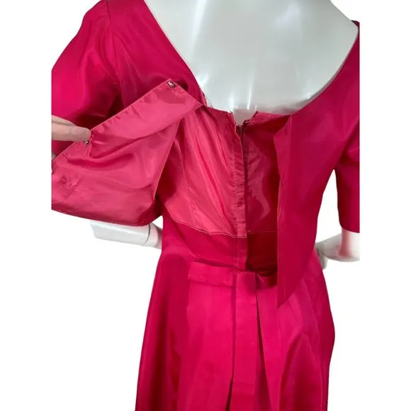 1960s raspberry gown with attached jacket and empire waist by House of Bianchi S