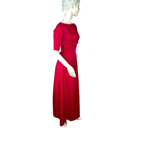 1960s raspberry gown with attached jacket and empire waist by House of Bianchi S