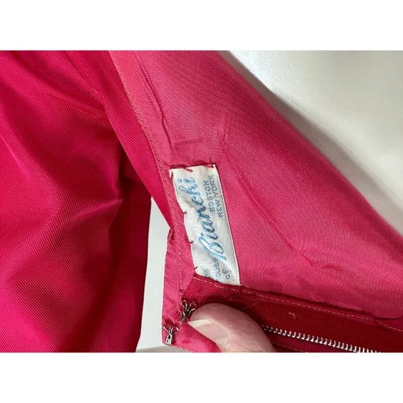 1960s raspberry gown with attached jacket and empire waist by House of Bianchi S