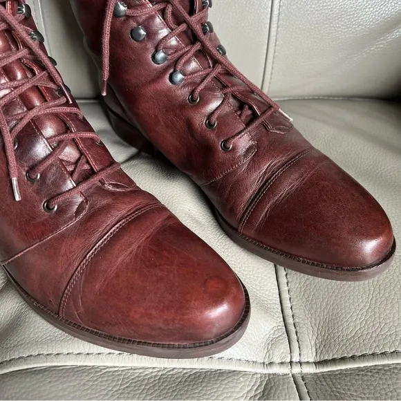 1990’ Vintage Nine West Brown Boots Genuine Leather Lace Up Sz 8.5 - 9 Flat Soft