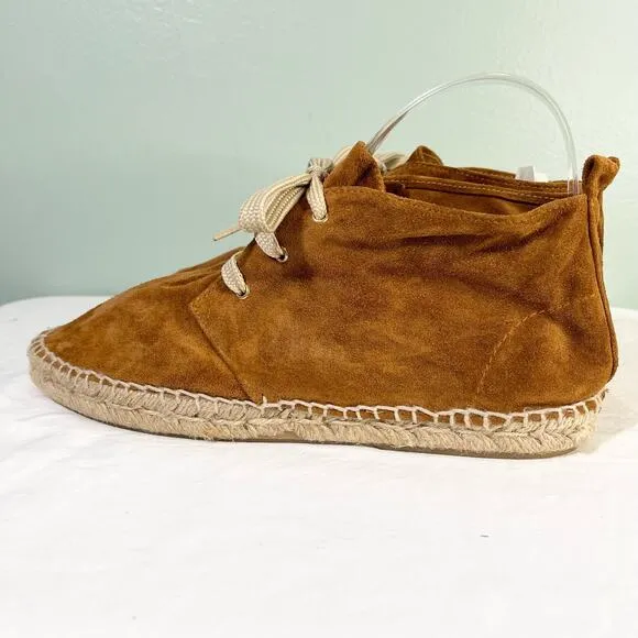 275 Central Womens Brown Soft Suede  Lace Up Flat Ankle Espadrille Boots Size 39
