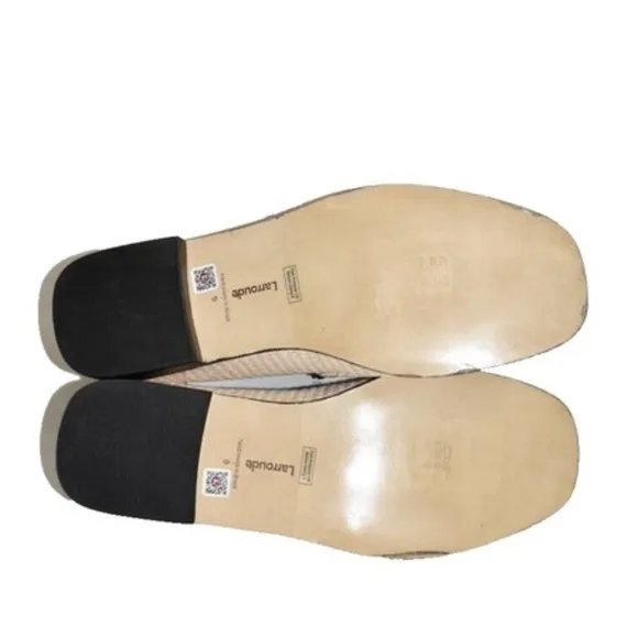 $380 LARROUDE PATRICIA LOAFER SHOES NATURAL &amp; BLACK BRASS HARDWARE 9 (DB3)