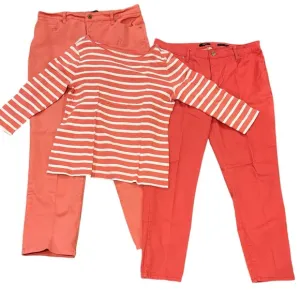 3PC PEACHY CASUAL SEPARATES 1 STRIPED TOP L   2 COORDINATING PAIR OF JEANS 16