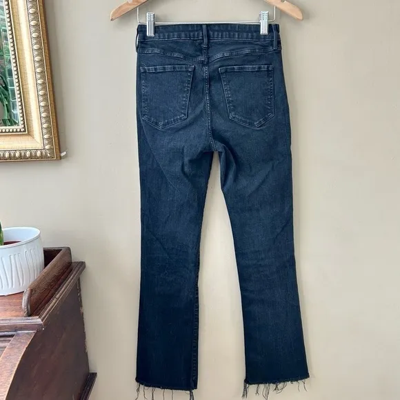 3X1 NYC Crop Baby Boot Mid Rise Frayed Jeans Black Tear Style W25CB0191 Size 26