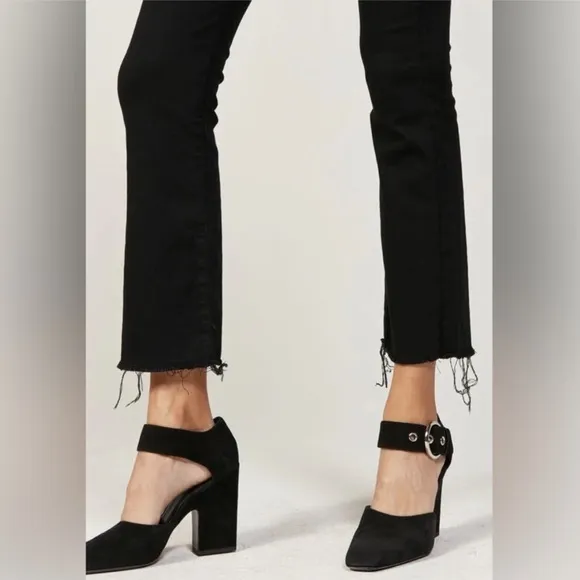 3X1 NYC Crop Baby Boot Mid Rise Frayed Jeans Black Tear Style W25CB0191 Size 26