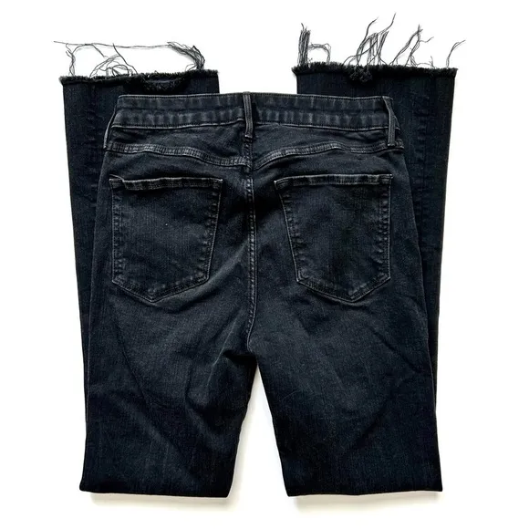 3X1 NYC Crop Baby Boot Mid Rise Frayed Jeans Black Tear Style W25CB0191 Size 26