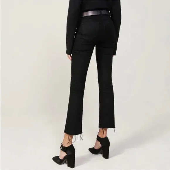3X1 NYC Crop Baby Boot Mid Rise Frayed Jeans Black Tear Style W25CB0191 Size 26