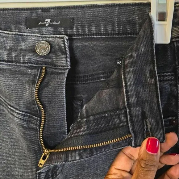 7 For All Mankind Women's 26 Jeans Black High Rise Skinny Ankle Stretch Denim