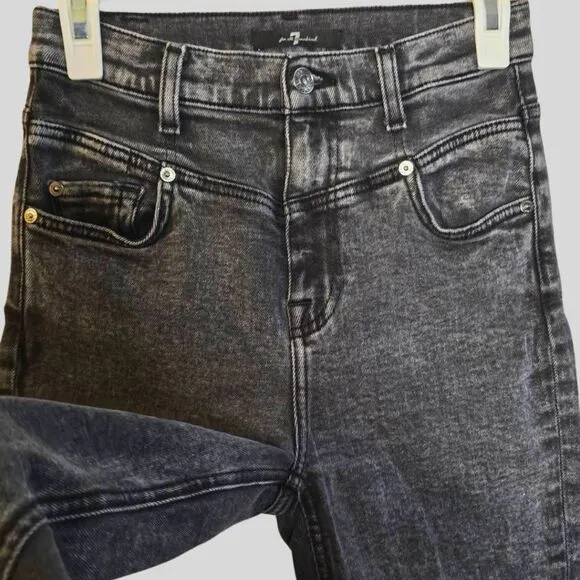 7 For All Mankind Women's 26 Jeans Black High Rise Skinny Ankle Stretch Denim