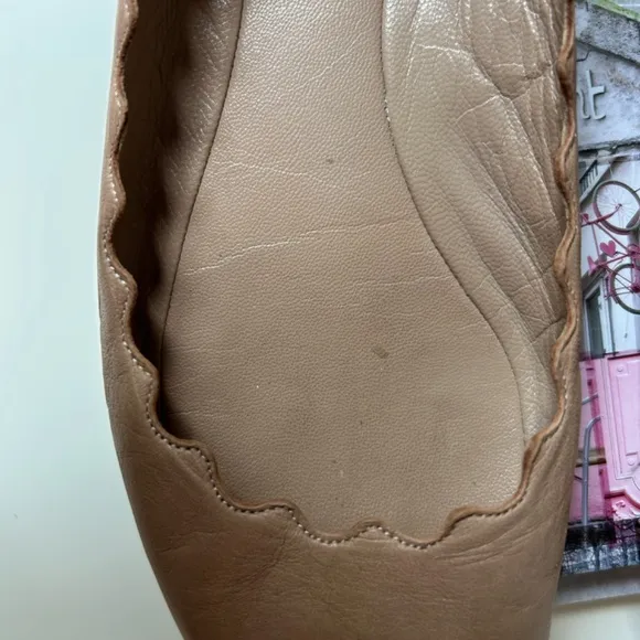 9.5 /39.5 Chloe Lauren Leather Ballerina Flat -Natural/Light Tan