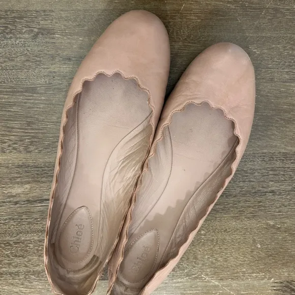 9.5 /39.5 Chloe Lauren Leather Ballerina Flat -Natural/Light Tan