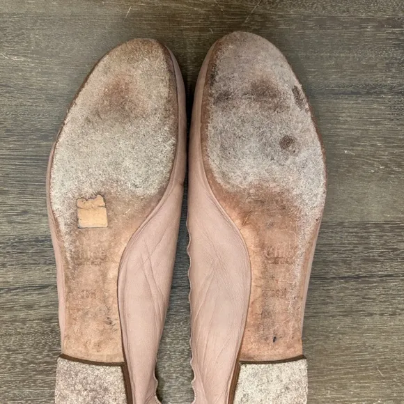 9.5 /39.5 Chloe Lauren Leather Ballerina Flat -Natural/Light Tan