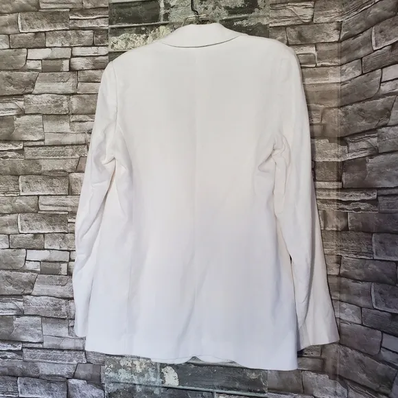 Abercrombie Linen Blend White Blazer Jacket Buttoned Long Sleeves Size Small